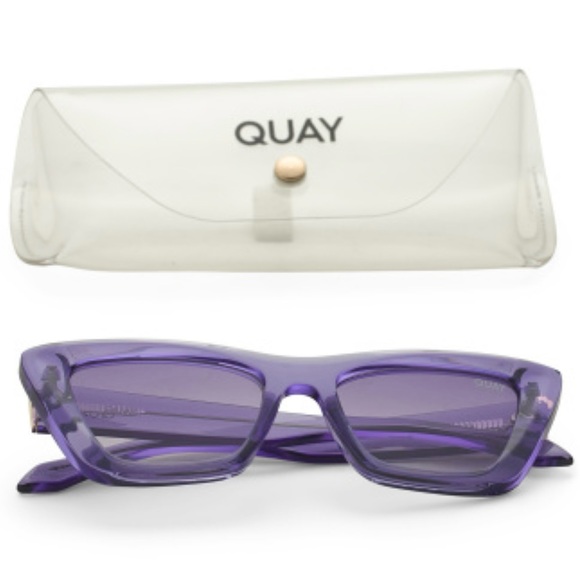 QUAY On The Radio Sunglasses Purple Frame Purple Gradient Lens Cat Eye NWT - Picture 13 of 14